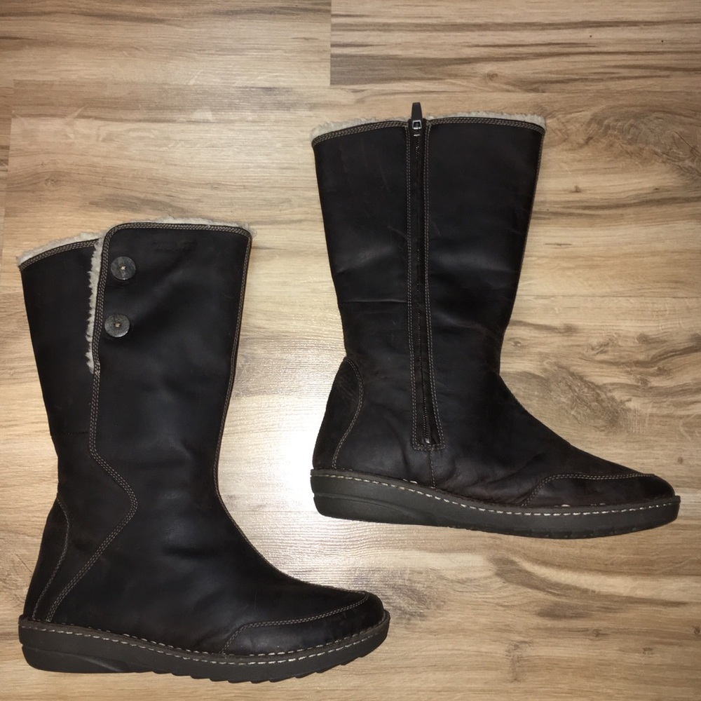 Teva Womens Tall Brown Warm Leather Boots Sz 10